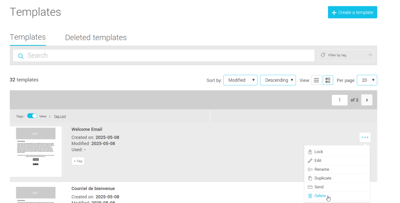 Getting started with your templates | Edit, duplicate, delete or